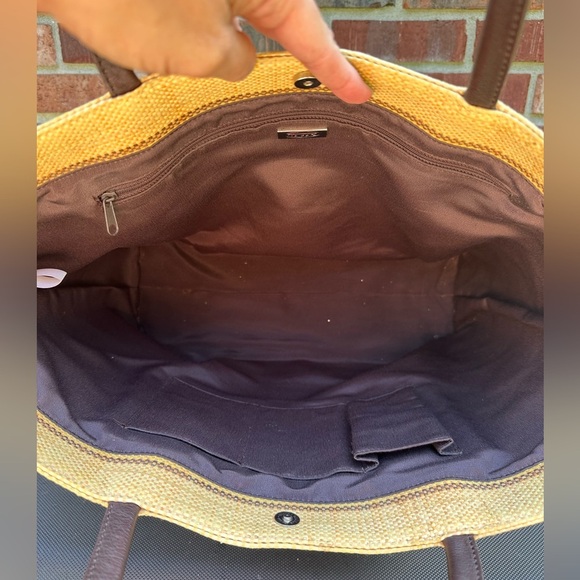 Talbots Tri-Color Paper Straw Tote Shoulder Bag Snap Closure 17” X 13.5” X 11.5” - Picture 6 of 12